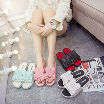 Vietnam imported female summer thick bottom fashion wear Beach seaside high heel pine cake bottom non-slip slope with indoor sandals