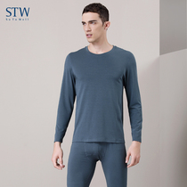 STW autumn and winter mens thermal underwear Modal cotton base autumn coat single-piece top Youth round neck thick cotton sweater