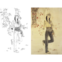 Meticulous painting white paper print manuscript 66*100 with color picture Cui Jingzhe 163T