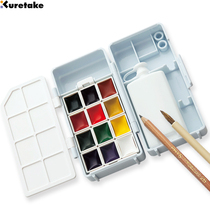 Japanese kuretake Wu Zhu KG301-3 solid transparent watercolor 12 color compact sleeve sketching watercolor set