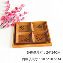 Natural wooden dim sum set plate melon seeds peanut candy five-piece set tray hotel special wooden tray