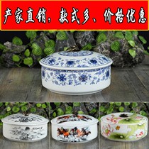 Green flower porcelain ceramic large number with cover tea washing cup washing and pen washing Puer tea leaf jar woke tea depository tea-ware tea packaging