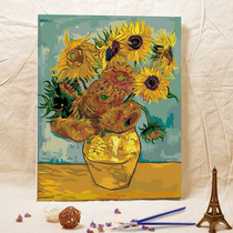 diy digital oil painting living room European flower big famous painting hand painting color decoration oil painting Van Gogh sunflower