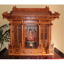 Imitation of Qing Palace roof Buddha niche with door Buddha niche solid wood Buddhist cabinet Buddha niche custom-made Buddhist stand cabinet