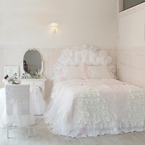 Bed four-piece princess sweet lace quilt cover European-style childrens bedding Pink bed skirt cotton pure cotton