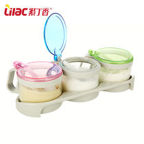 Lilac health glass seasoning jar flavor bucket flavor bucket salt monosodium glutamate non-corrosive seasoning bottle three-piece set