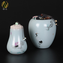 Ru kiln hand-painted tea cans ceramic storage tanks sealed cans porcelain cans grains and large household storage tanks
