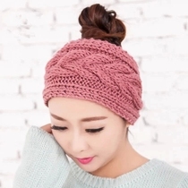 Korean knitted wool hair band wide-brimmed hair band headgear hat Autumn and winter moon warm bag turban women wash face hair card