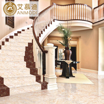 Foshan ceramic tile stair stepping brick luxury polished brick custom-made stair grade high-grade non-slip wear-resistant ladder turn custom-made