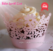 European dessert table art cupcake edge romantic wedding hollow flower cake decoration 12 pieces