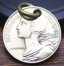 Handmade custom foreign coin pendant necklace key pendant 23mm cattle raising diy franc golden girl