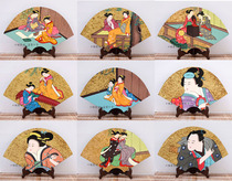 Japanese lacquerware crafts Japanese craft ornaments decoration painting fan plate painting with wooden frame
