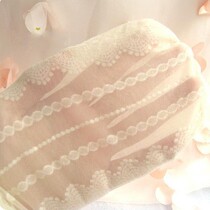 Sweet white Lolita stockings spring and autumn side bead chain jacquard stockings thin retro lace leggings socks