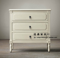 Export foreign trade original single American French solid wood old bedside table European neoclassical locker bedside table