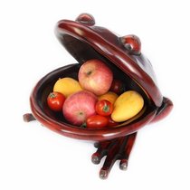 Frog wood carving glove box storage box creative desktop retro practical ornaments dried fruit fruit plate ashtray