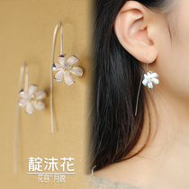 s925 Pure Silver Frescoed Lotus Earrings Long art earrings Classical Earrings Brief Earlywire Ear Ornaments Gift Woman