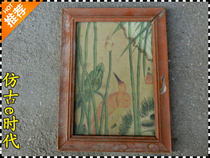 Antique old painting pure wood with frame Lu Ji (3184)
