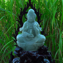 Myanmar natural A goods Jade full green net bottle Lotus Guanyin ornaments Jieyang labor supply boutique ornaments 0528