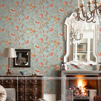 American original Imported Wall Paper Bedroom Living Room AB Edition Flowers Birds Pure Paper Sik Brook Background Wall Wallpaper