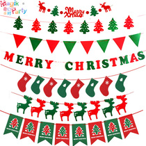 Christmas supplies party decoration bar party decoration props non-woven creative hanging flower triangle flag