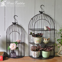ZAKKA grocery outlet new Good Morning Little Bird can wall-mounted retro 3-story bird cage shaped storage rack