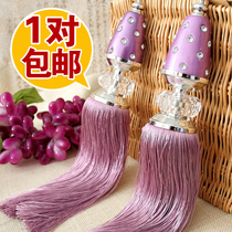  Crystal curtain buckle strap lace hanging ball binding rope pair of hanging ball tassels European style flower simple modern jewelry