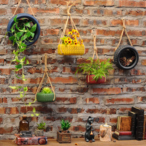 American planter plant wall-mounted multi-meat potted wall decoration Tire Hanging Accessories Wall Pendant Creative Wall Flowers and Grass