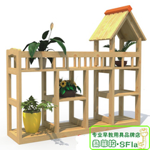 Wen Shang solid wood plant flower stand kindergarten primary school garden items plant stand Pinus sylvestris