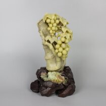  Round hollow through the sealed door Qingtian stone carving decoration grape fruit tired big pure handicraft art genuine product viewing Zhejiang