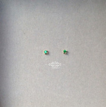 925 Silver plated 14k gold stud earrings Hypoallergenic emerald stud earrings Green stud earrings very small