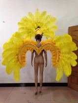 2014 New atmosphere opening dance costume ostrich hair Costume Opening Show performance costume backboard