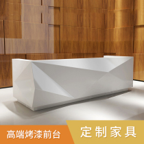 Custom Company Front Desk Minimalist Modern Baking Lacquer Alien Reception Desk Consulting Bar Desk Creative Welcome To The Silver Desk Direct Sales