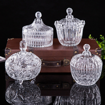 European Crystal Glass Candy Cup storage dried fruit jar jewelry box ashtray wedding decoration utensils ornaments