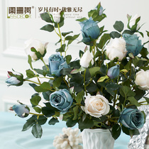 Shanshan tree Lian rose bouquet single branch living room ornaments simulation flower floor table flower indoor bedroom fake flower