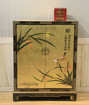 Modern new Chinese Classical gold foil hand-painted antique furniture Meilan Juzhu shoe cabinet porch door cabinet double door cabinet