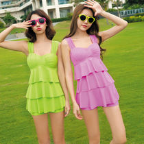 Junfei 2509 new swimsuit women split skirt size chest gathered thin swimsuit conservative flat swimsuit