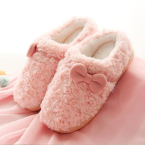 Winter home shoes Men indoor home couple bag heel wool shoes waterproof winter thick bottom cotton slippers women