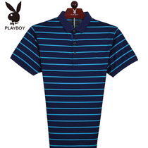 Flower Playboy mulberry silk short sleeve T-shirt for men Compassionate Turnover 18 Summer Thin Half Sleeve Business Polo Shirt