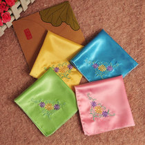 Five pieces of retro silk embroidered handkerchief solid color handkerchief silk abroad annual business gift