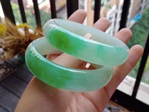 Burmese jade bracelet ice seed floating flower green old pit wide version jade bracelet natural full green jade bracelet certificate