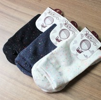 Japanese foreign trade cotton foot square womens point yarn womens socks Pure color dot mid-tube socks