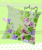 Cross stitch electronic picture redrawing source file-Morning glory pillow cushion cushion hipster pastoral style