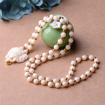 Cow bone elephant head natural white coral Thai Buddha brand hanging chain Buddha brand special chain necklace