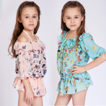 New Korean version of childrens swimsuit split three-piece sunscreen blouse cute baby bikini girl swimsuit set