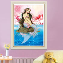 5d Rubiks Cube Diamond Painting New Living Room Full Diamond Cross-stitch Bedroom Diamond Embroidery Mermaid Mother and Child Love Deep Series