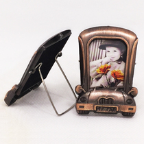 Mini metal craft small photo frame big head sticker photo frame cartoon car butterfly copper color one inch