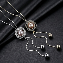 European and American necklace exaggerated big temperament sweater chain long tassel shell bead pendant female Korean simple fashion wild