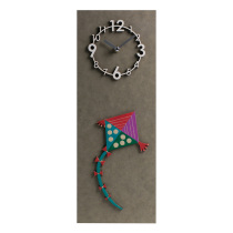 Korean imported wall clock Simple modern home decoration Hand painted 3D rainbow kite study living room creative wall clock