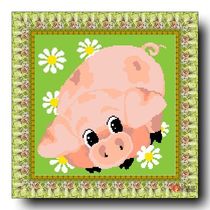 Precision printing * French DMC cross stitch kit * Flower pig (DW0096)