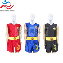Childrens adult satin fabric Muay Thai boxing training competition red black embroidered dragon Sanda clothing can also be printed